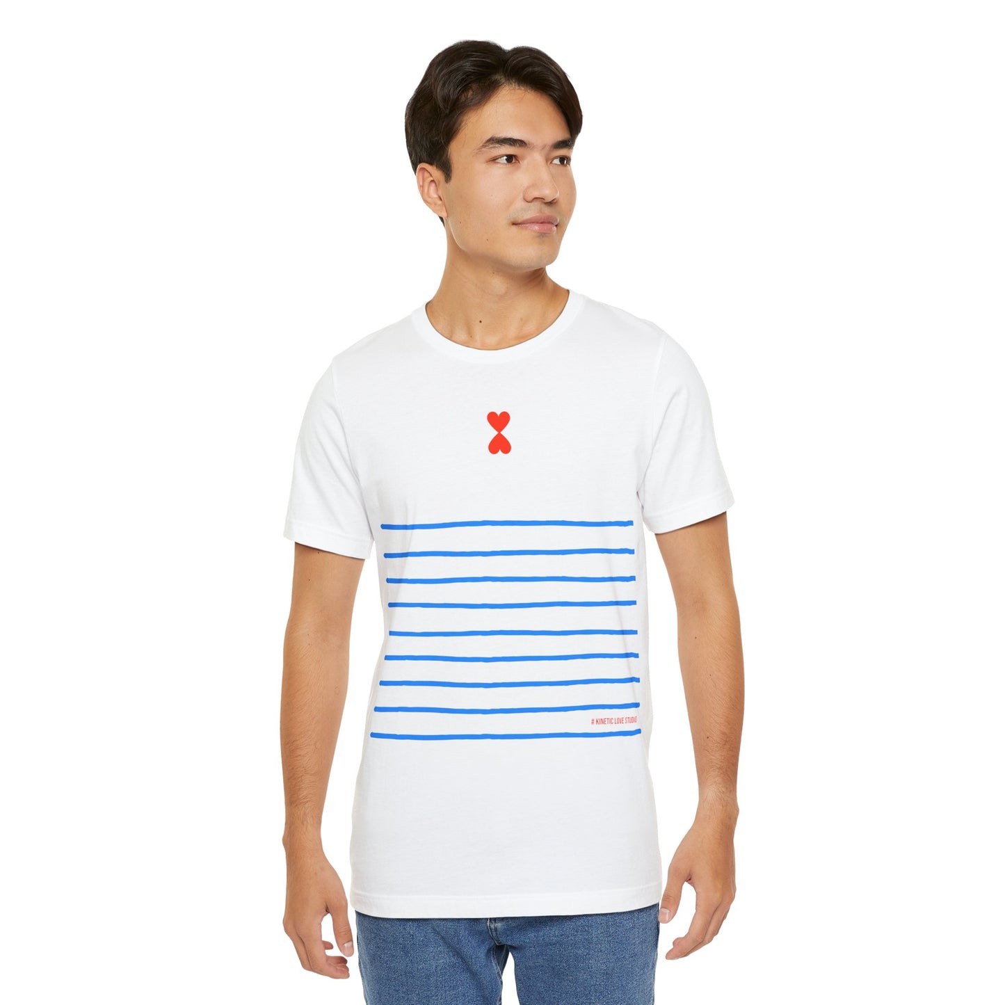 Signature Stripes & Double Heart T-Shirt Trench Chic Unisex Tee Express Delivery available