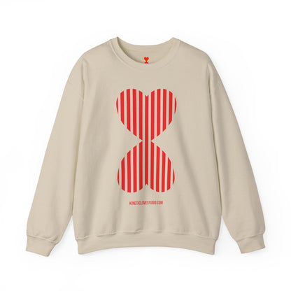 Red Striped Double Hearts Contemporary Design Unisex Sweatshirt - Signature Collection by Kinetic Love Studio