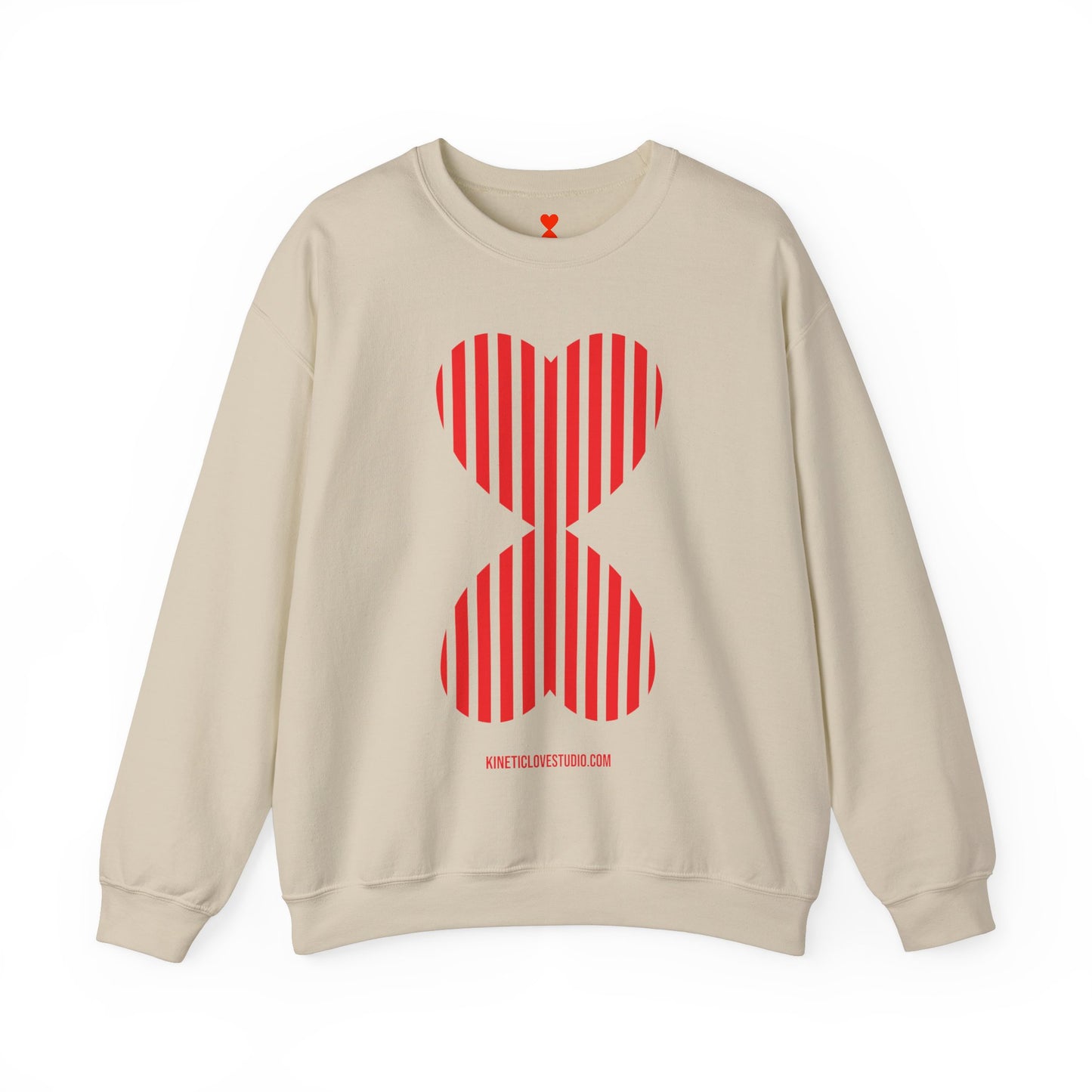 Paris Chic Red Striped Double Hearts Modern Design Khaki Green Unisex Sweatshirt - Signature Collection by Kinetic Love Studio