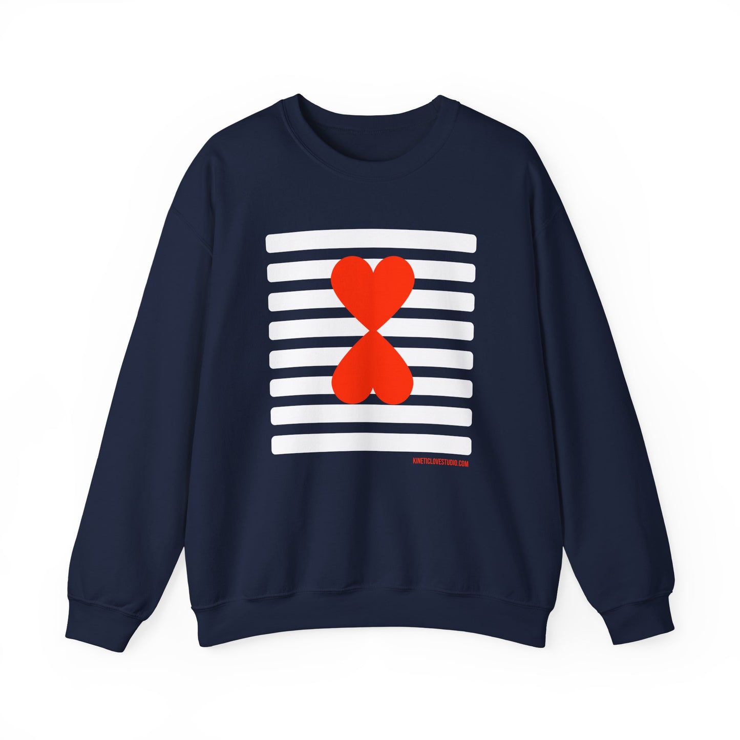 Holiday Edition Modern Couple Sweatshirt - White Stripes Red Hearts