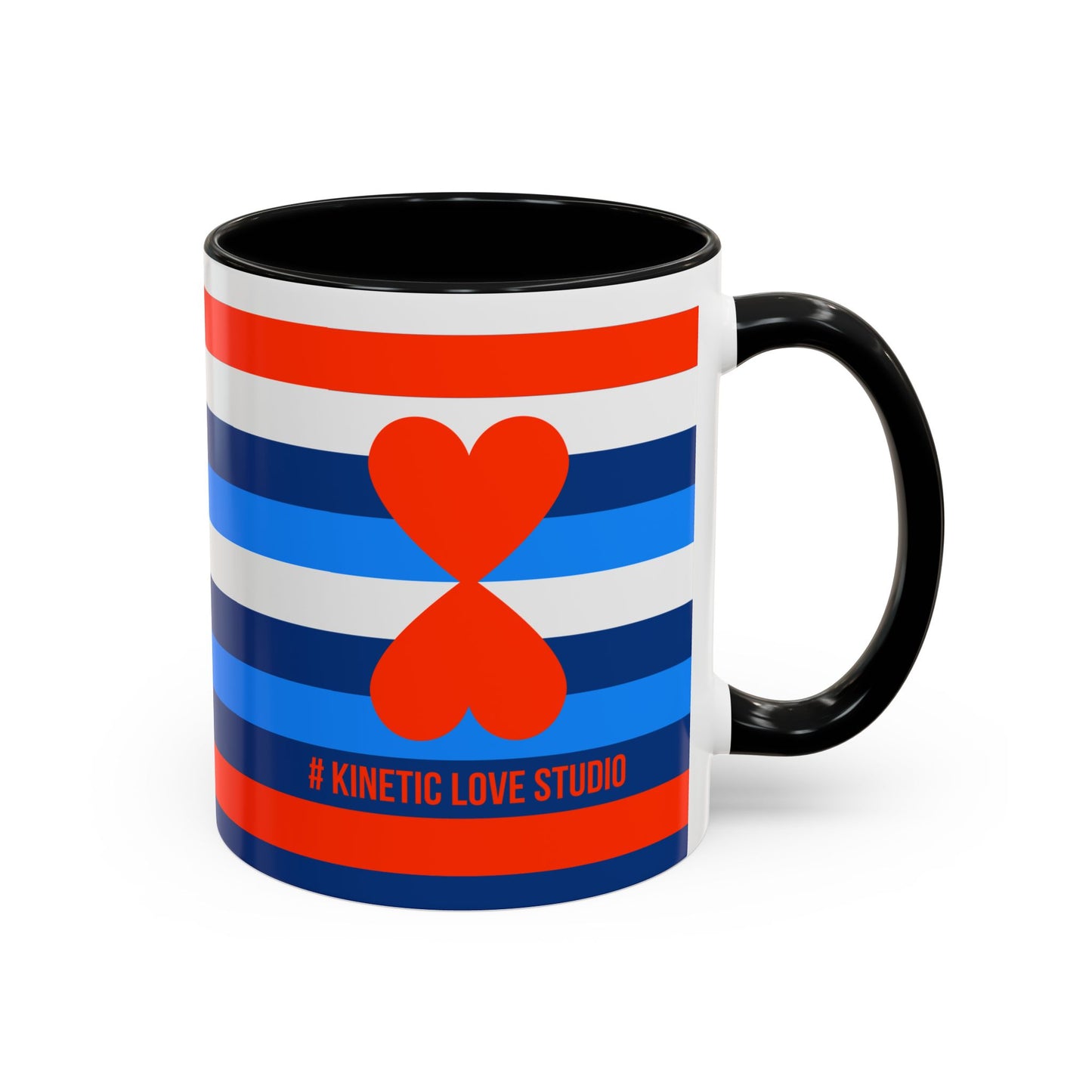 Coffee Mug Blue Red White Stripes Parisian Trendy Style Modern Contemporary Design