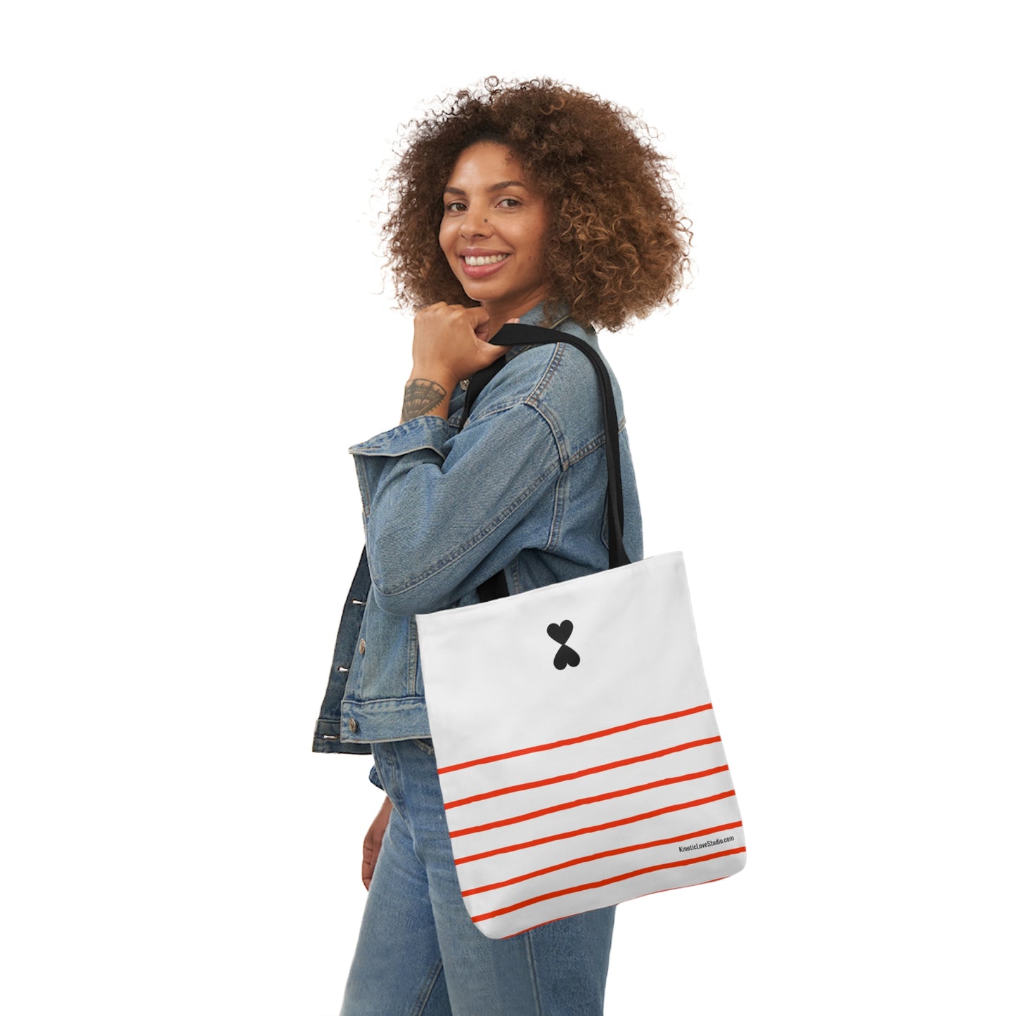 Canvas Tote Bag White Red Stripes - French Chic Stylish Trendy Design