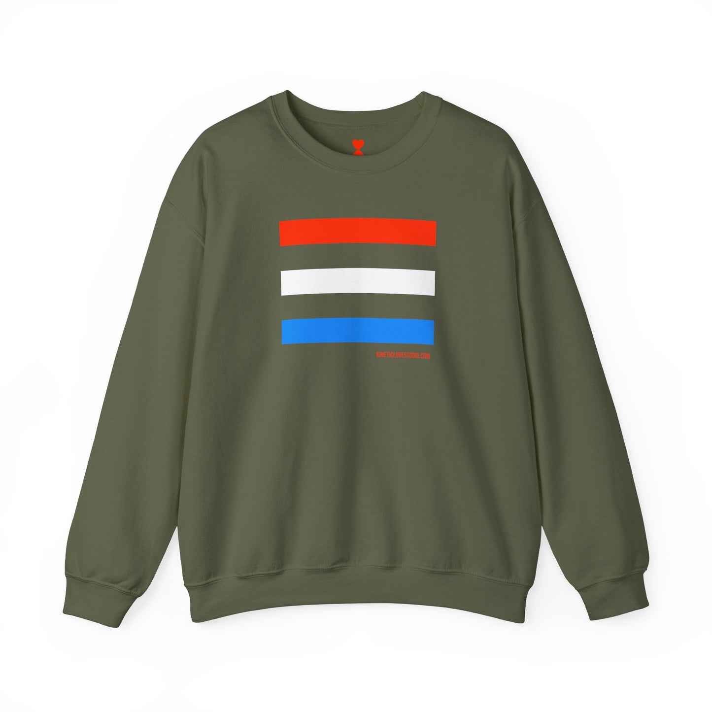 French Chic Tri-Color Stripes Stylish Unisex Sweatshirt - Blue Stripes Red Heart Contemporary Design