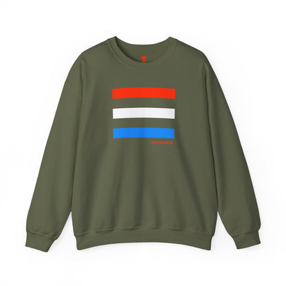 French Chic Tri-Color Stripes Stylish Unisex Sweatshirt - Blue Stripes Red Heart Contemporary Design