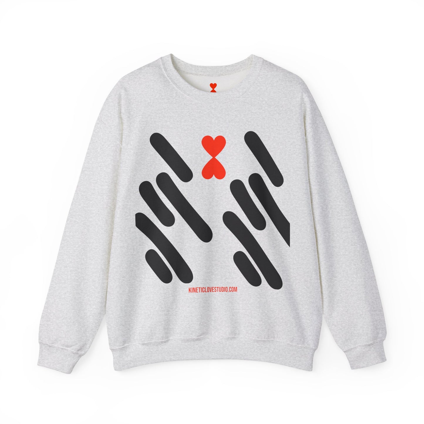 Abstract Stripes Red Heart Crewneck Sweatshirt