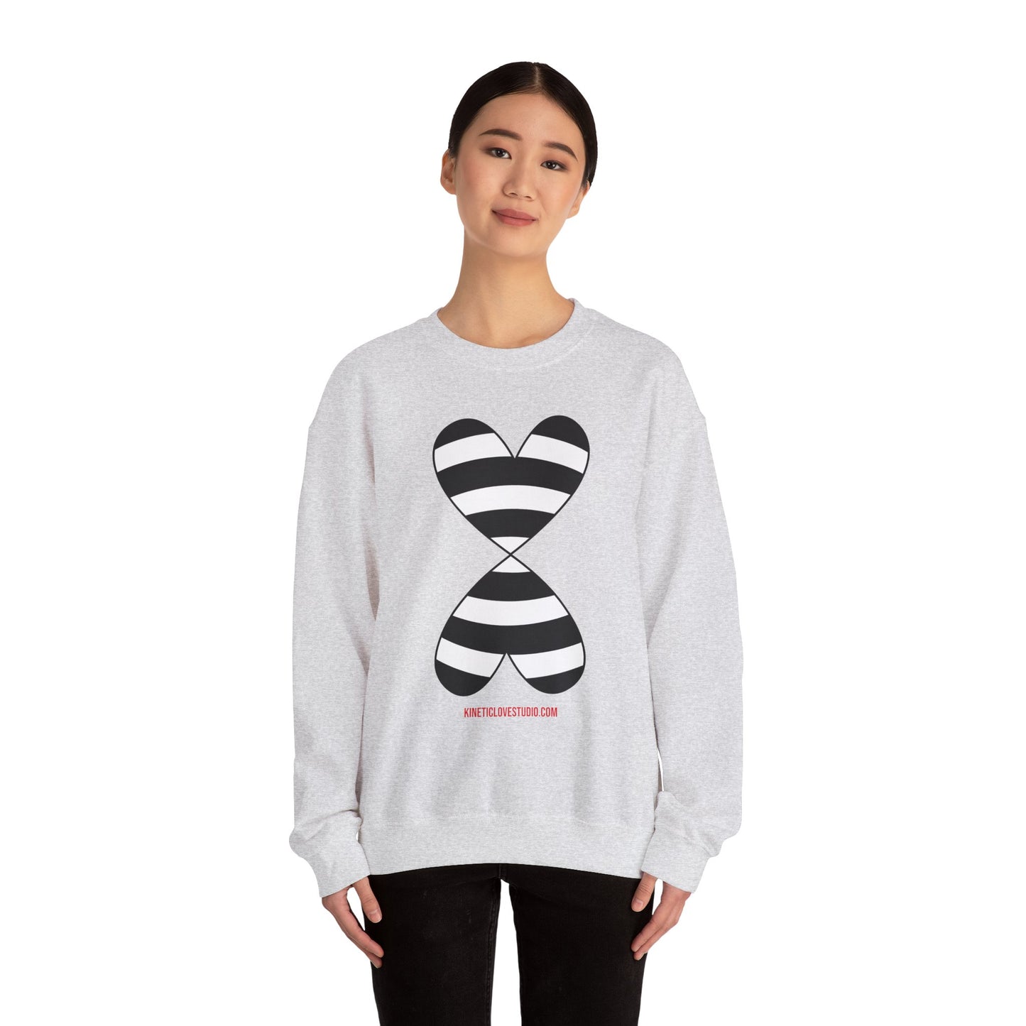 Black & White Striped Modern Double Hearts Red Sweatshirt F24