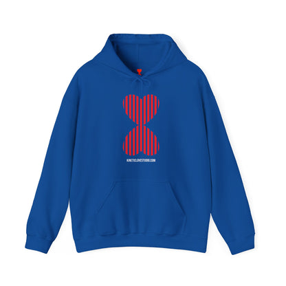 Striped Heart Hooded Sweatshirt Hoodie - Modern Red Heart Design