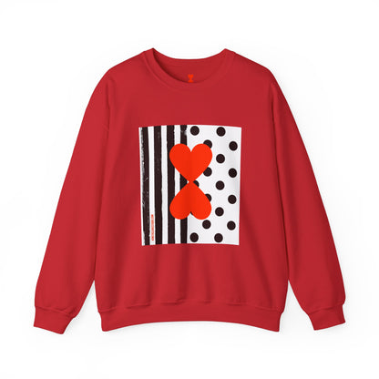 Dots & Stripes Red Heart Modern Design Blue Sweatshirt