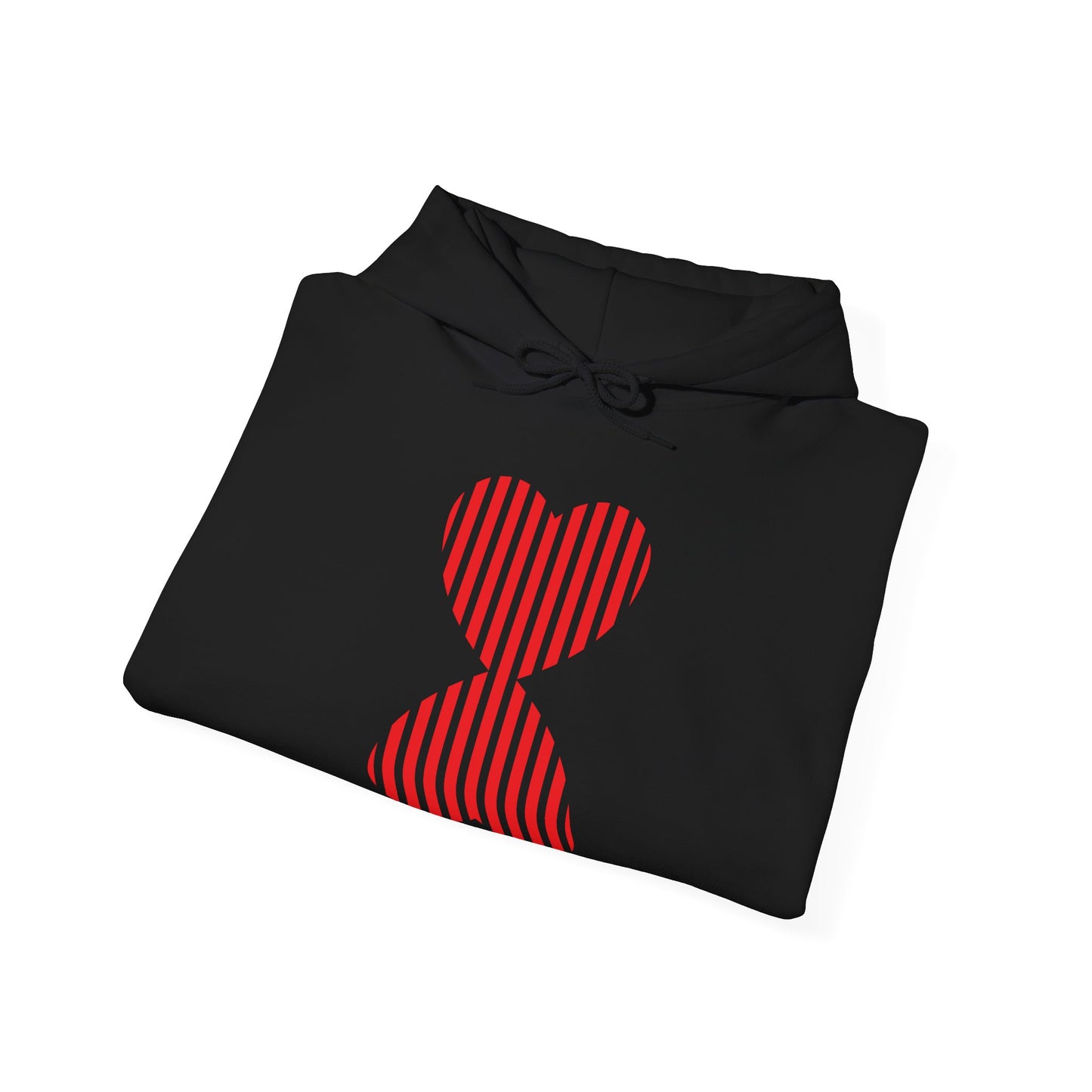 Paris Modern Design Striped Heart Navy Hooded Sweatshirt Hoodie - Modern Red Heart Design