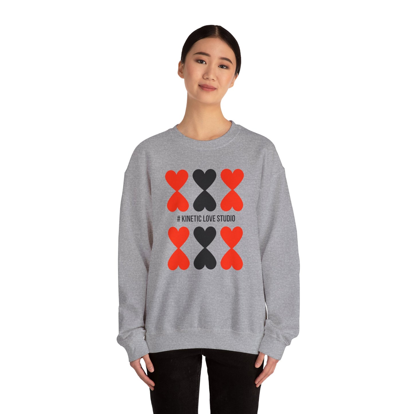 Black and Red Hearts Pink Sweatshirt - Signature Collection by Kinetic Love Studio