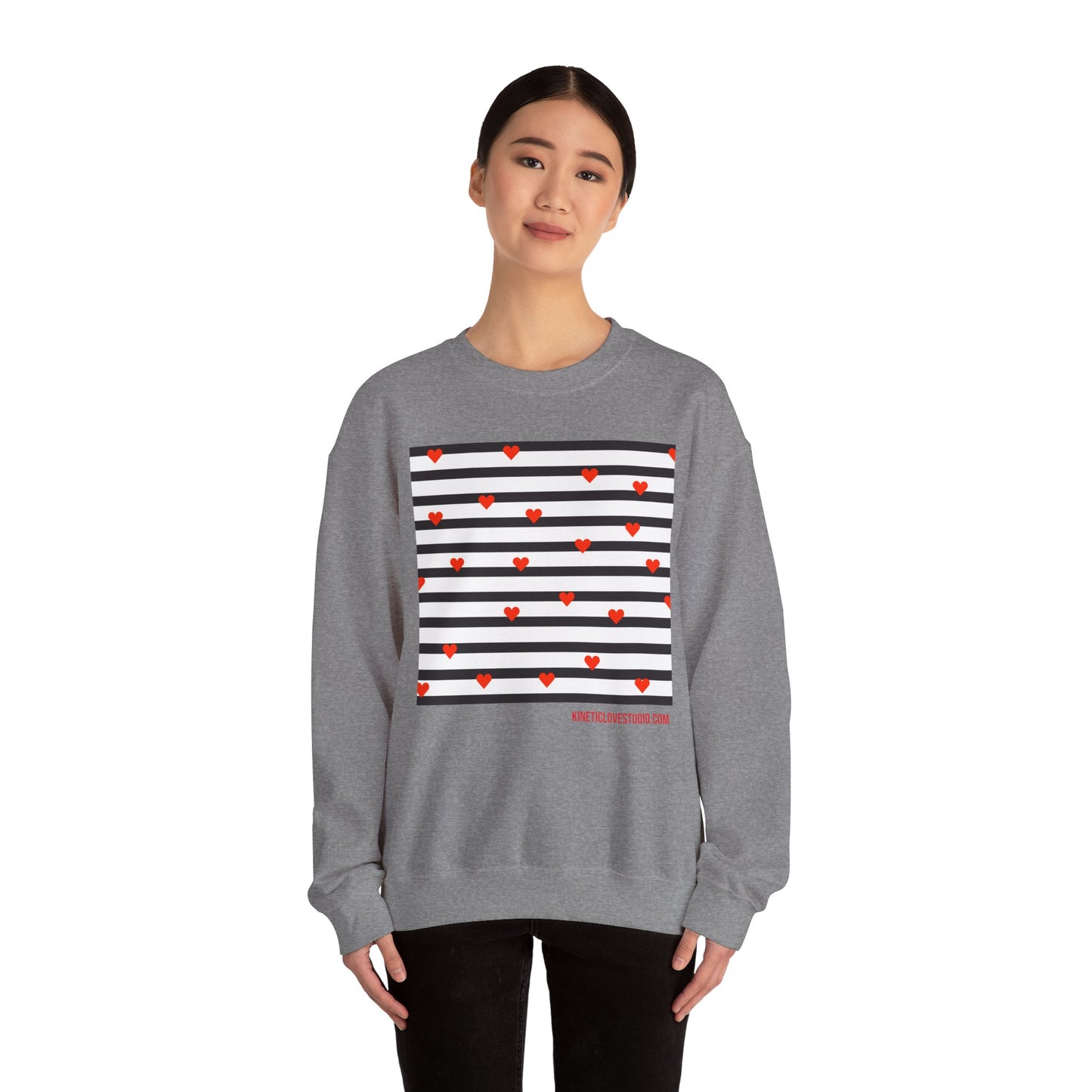 Black & White Stripes Tiny Hearts Contemporary Design Unisex Sweatshirt