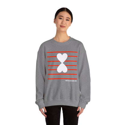 Red Stripes & Hearts Modern Design Unisex Sweatshirt - Signature Collection by Kinetic Love Studio