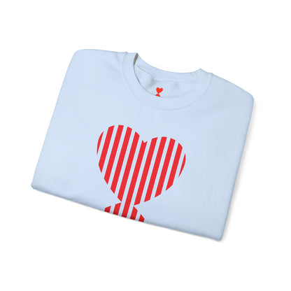 Red Striped Double Hearts Contemporary Design Unisex Sweatshirt - Signature Collection by Kinetic Love Studio