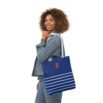 Canvas Tote Bag Navy - French Chic Stripes Stylish Trendy Design