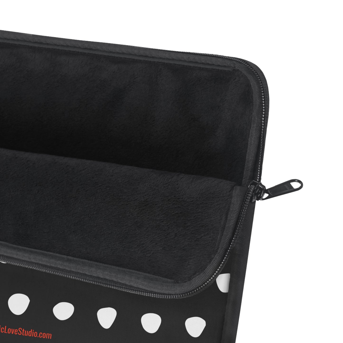 Laptop Sleeve Black & White Polka Dots Stylish Trendy Design Notebook Case