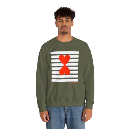 Holiday Edition Modern Couple Sweatshirt - White Stripes Red Hearts