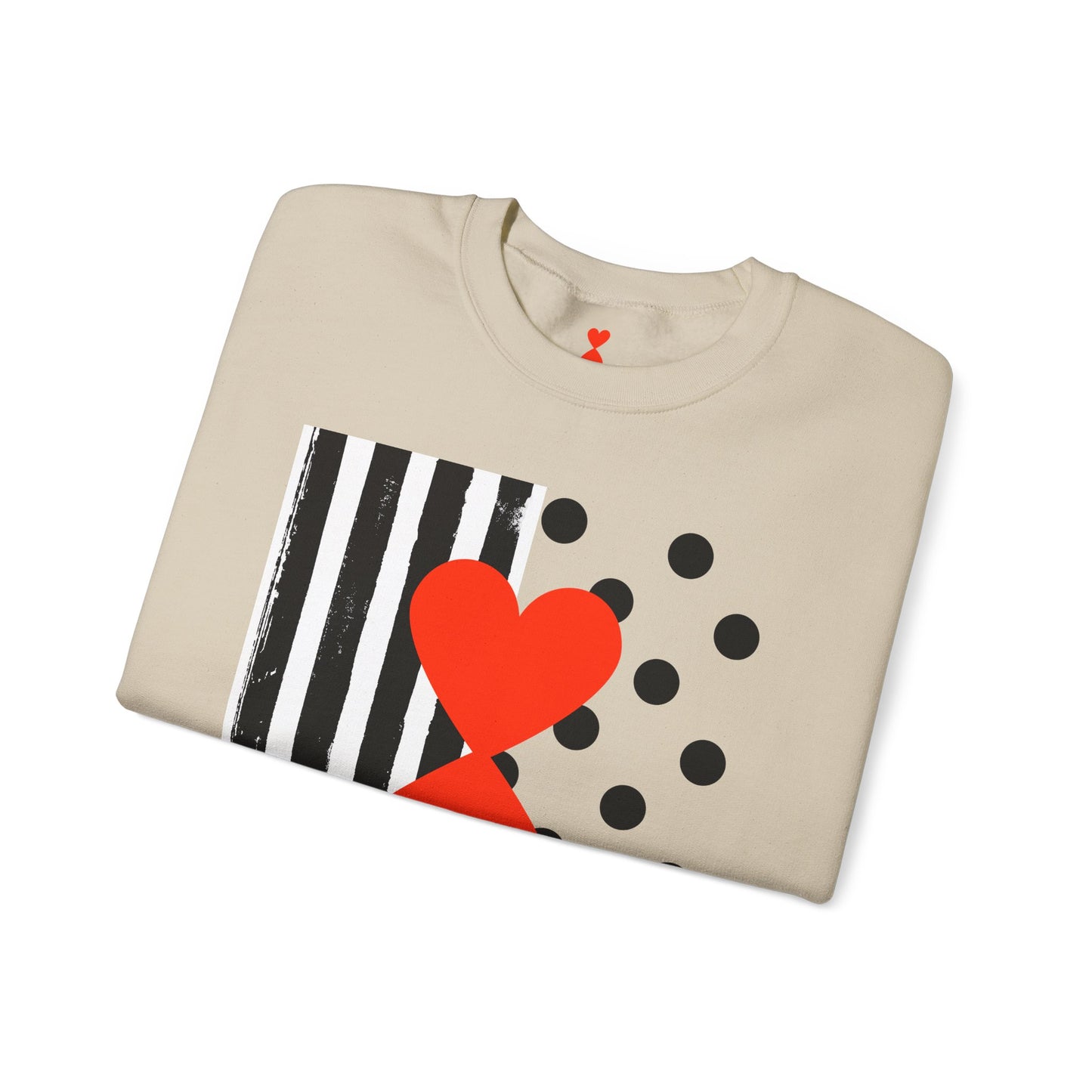 Dots & Stripes Red Heart Modern Design Gray Sweatshirt