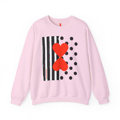 Dots & Stripes Red Heart Modern Design Gray Sweatshirt