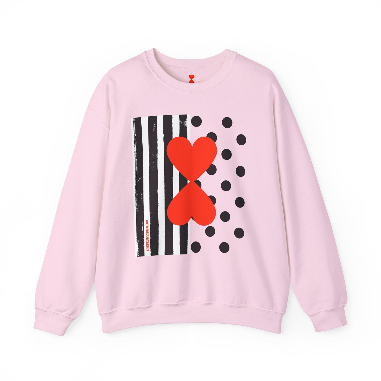 Dots & Stripes Red Heart Modern Design White Sweatshirt