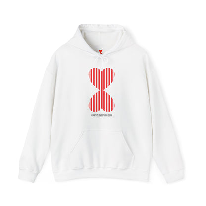 Striped Heart Hooded Sweatshirt Hoodie - Modern Red Heart Design