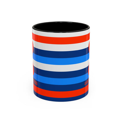 Coffee Mug Blue Red White Stripes Parisian Trendy Style Modern Contemporary Design