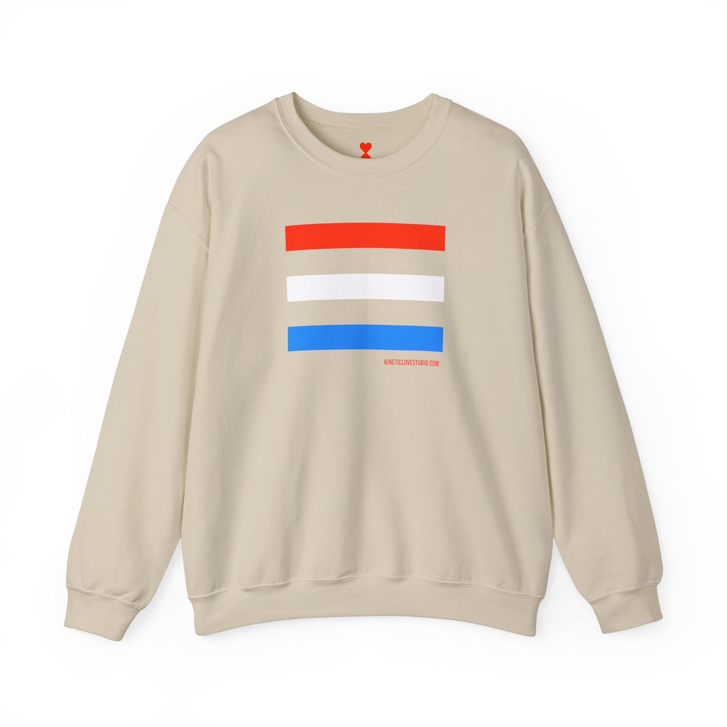 French Chic Tri-Color Stripes Stylish Unisex Sweatshirt - Blue Stripes Red Heart Contemporary Design