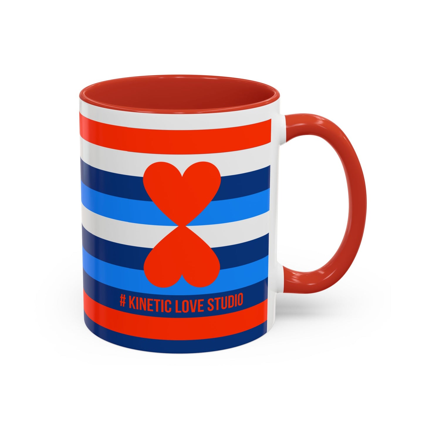 Coffee Mug Blue Red White Stripes Parisian Trendy Style Modern Contemporary Design