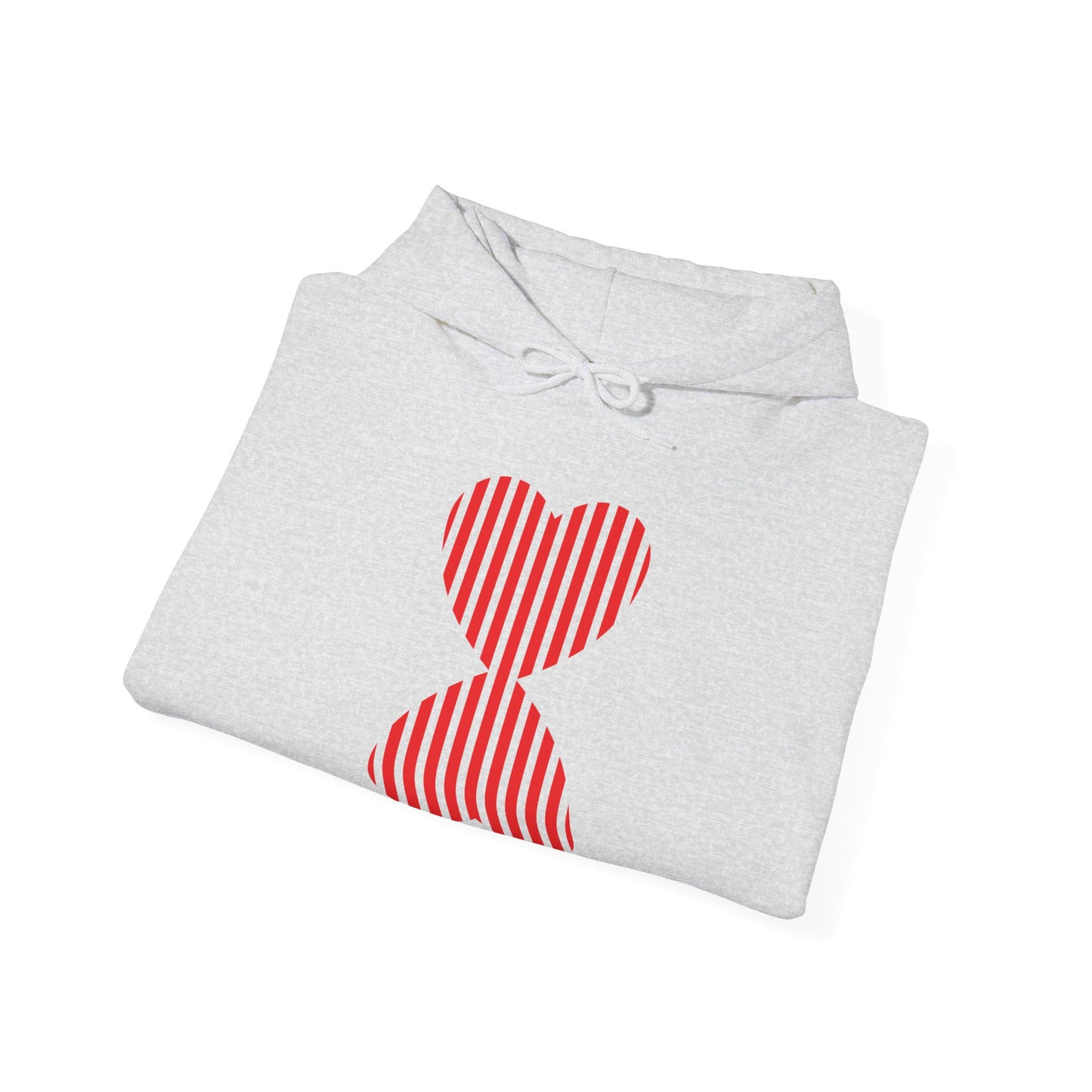 Striped Heart Hooded Sweatshirt Hoodie - Modern Red Heart Design