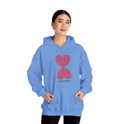 Paris Modern Design Striped Heart Navy Hooded Sweatshirt Hoodie - Modern Red Heart Design