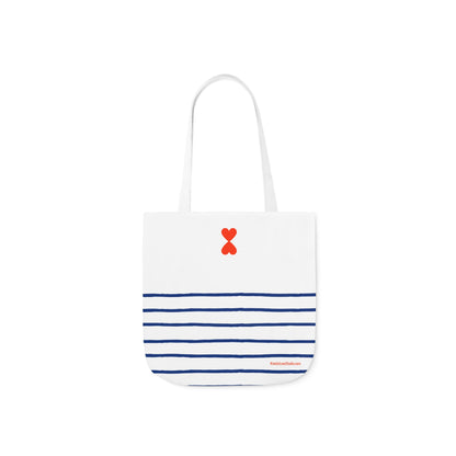 Canvas Tote Bag White Navy Stripes - French Chic Stylish Trendy Design