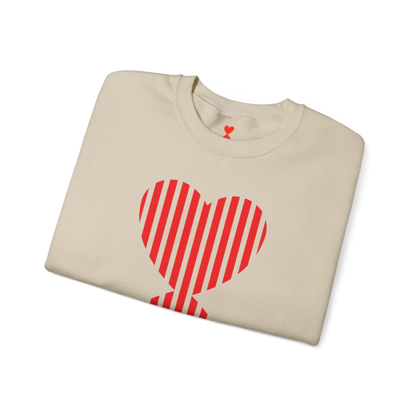 Red Striped Double Hearts Contemporary Design Unisex Sweatshirt - Signature Collection by Kinetic Love Studio