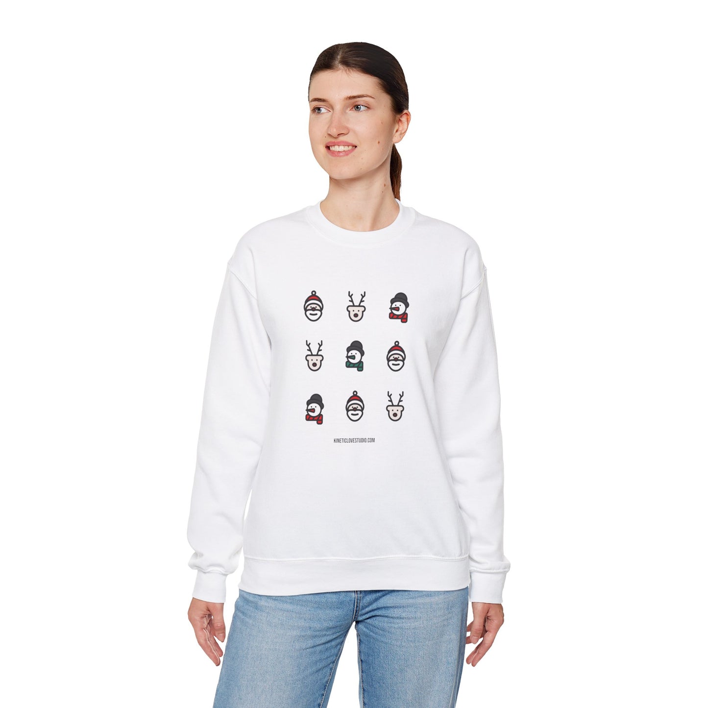 Christmas Cartoon Sweatshirt White Pink Unisex