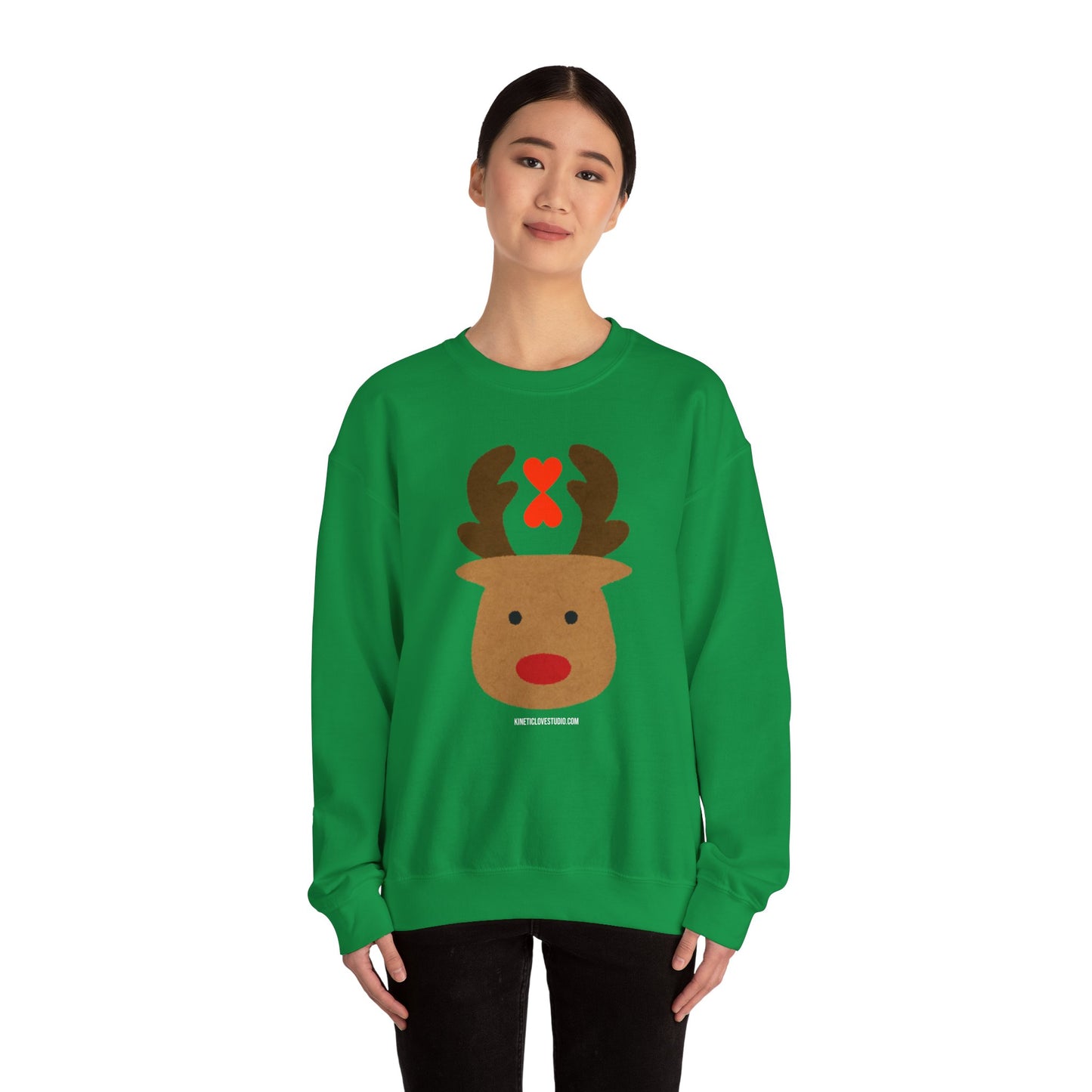 Christmas Reindeer Couple Sweatshirt Green - Modern Holiday Edition Unisex