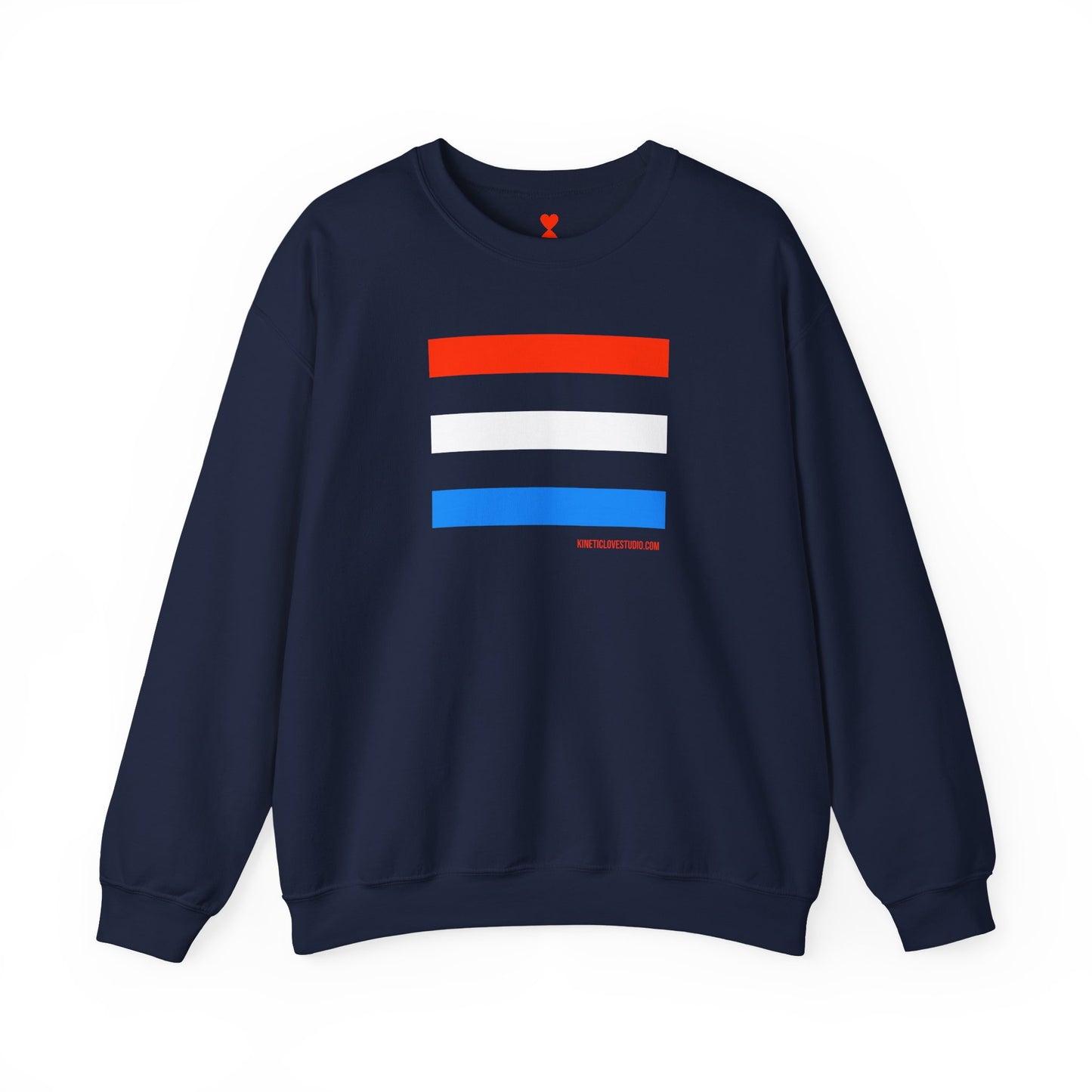 French Chic Tri-Color Stripes Stylish Unisex Sweatshirt - Blue Stripes Red Heart Contemporary Design