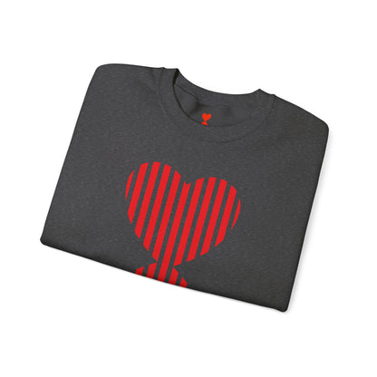 Red Striped Double Hearts Contemporary Design Unisex Sweatshirt - Signature Collection by Kinetic Love Studio