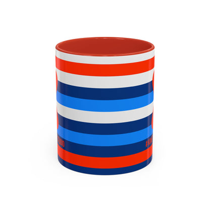 Coffee Mug Blue Red White Stripes Parisian Trendy Style Modern Contemporary Design