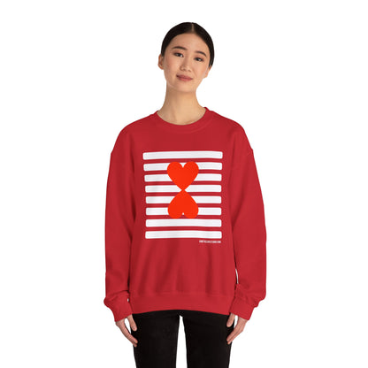 Holiday Edition Modern Couple Sweatshirt - White Stripes Red Hearts