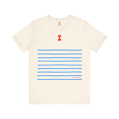 Signature Stripes & Double Heart T-Shirt Trench Chic Unisex Tee Express Delivery available