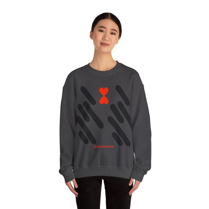 Abstract Stripes Red Heart Crewneck Sweatshirt