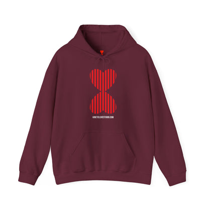 Striped Heart Hooded Sweatshirt Hoodie - Modern Red Heart Design