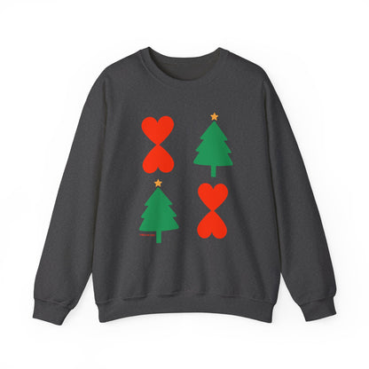 Christmas Trees & Heart Modern Sweatshirt Green Unisex