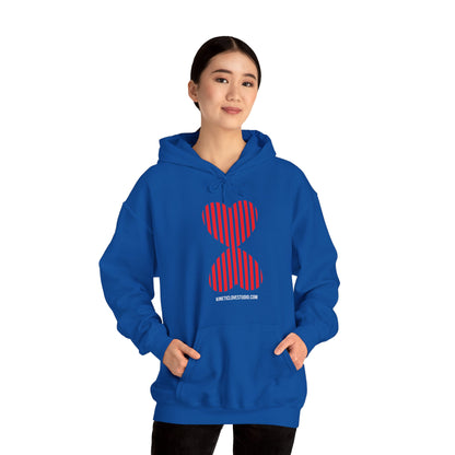 Paris Modern Design Striped Heart Navy Hooded Sweatshirt Hoodie - Modern Red Heart Design