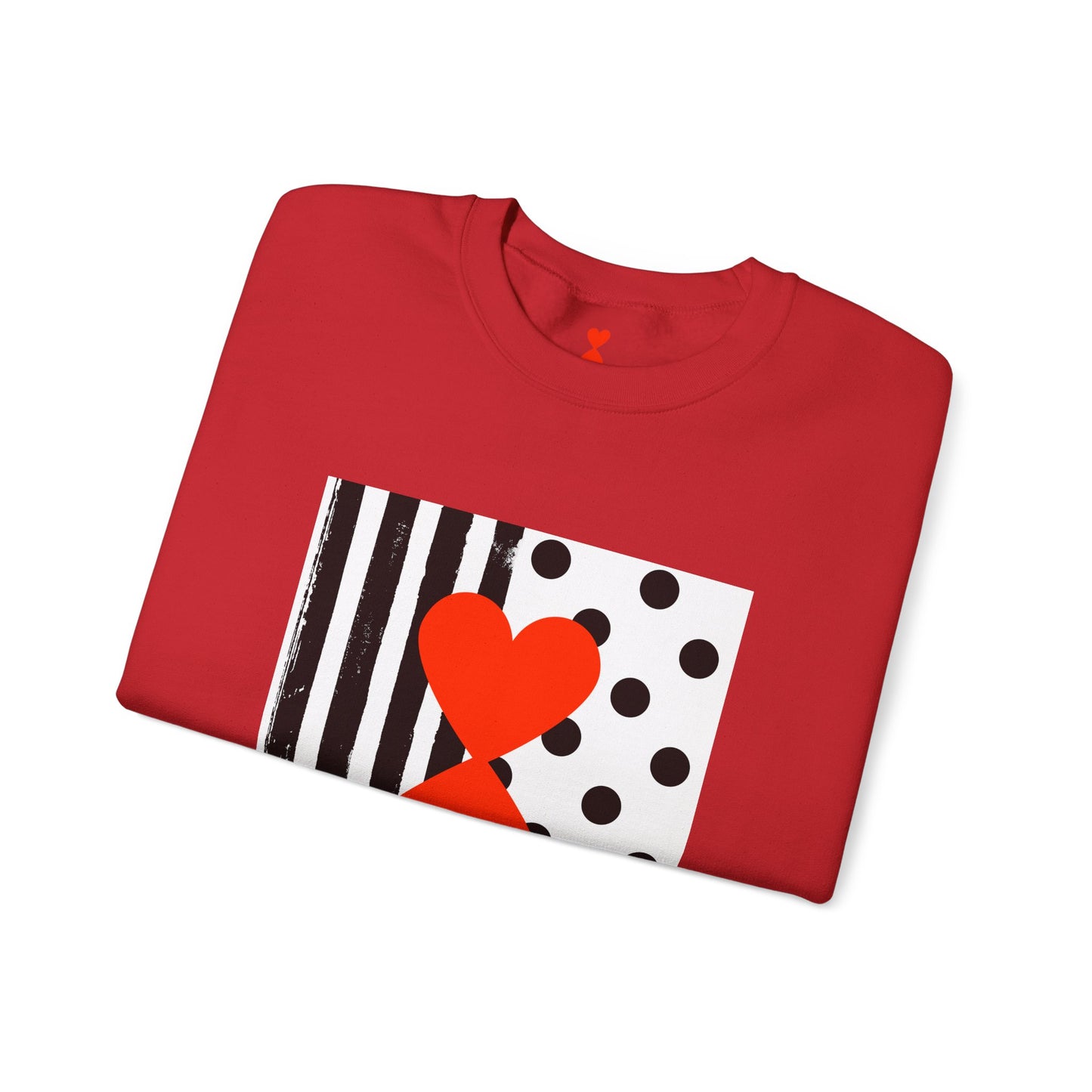 Dots & Stripes Red Heart Modern Design Blue Sweatshirt