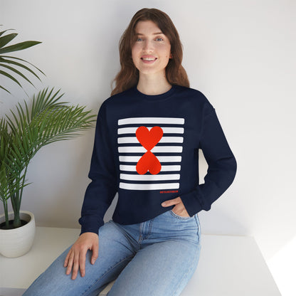 Holiday Edition Modern Couple Sweatshirt - White Stripes Red Hearts