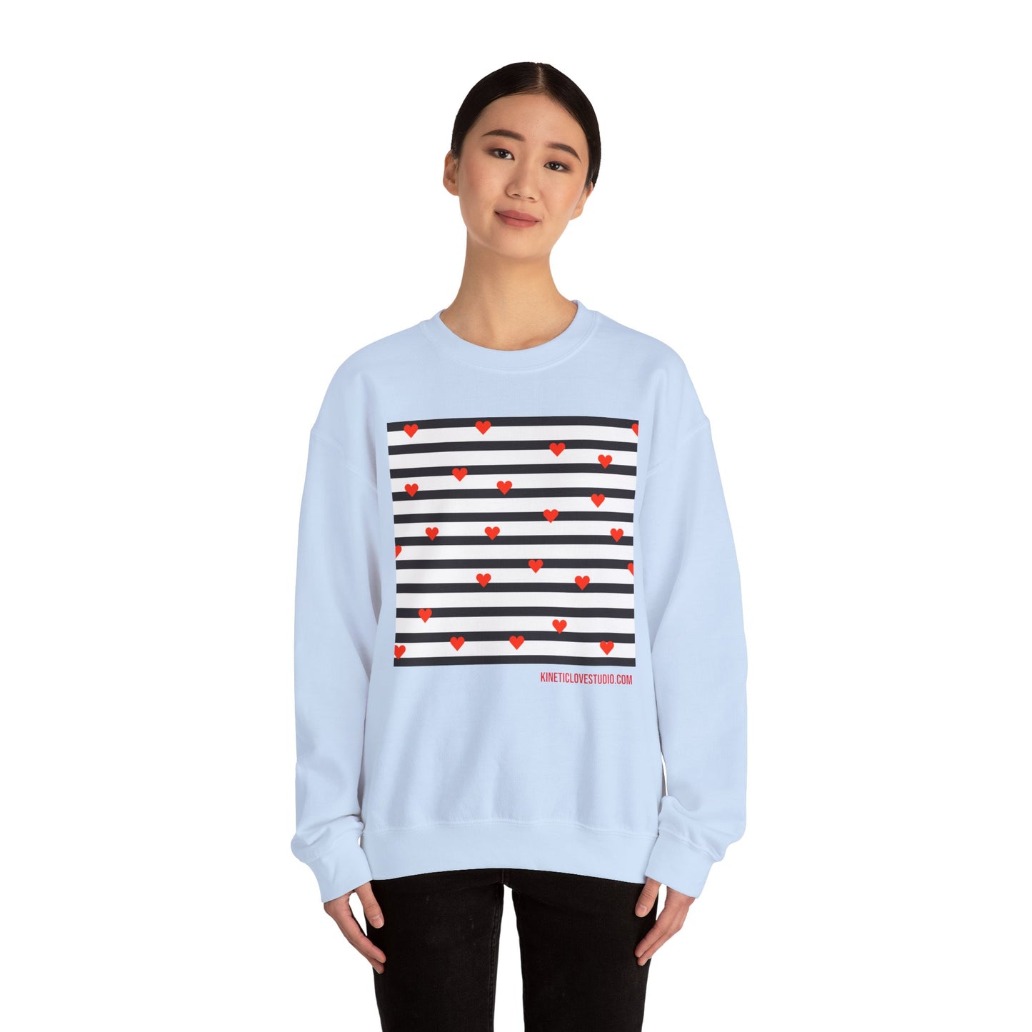 Black & White Stripes Tiny Hearts Contemporary Design Unisex Sweatshirt