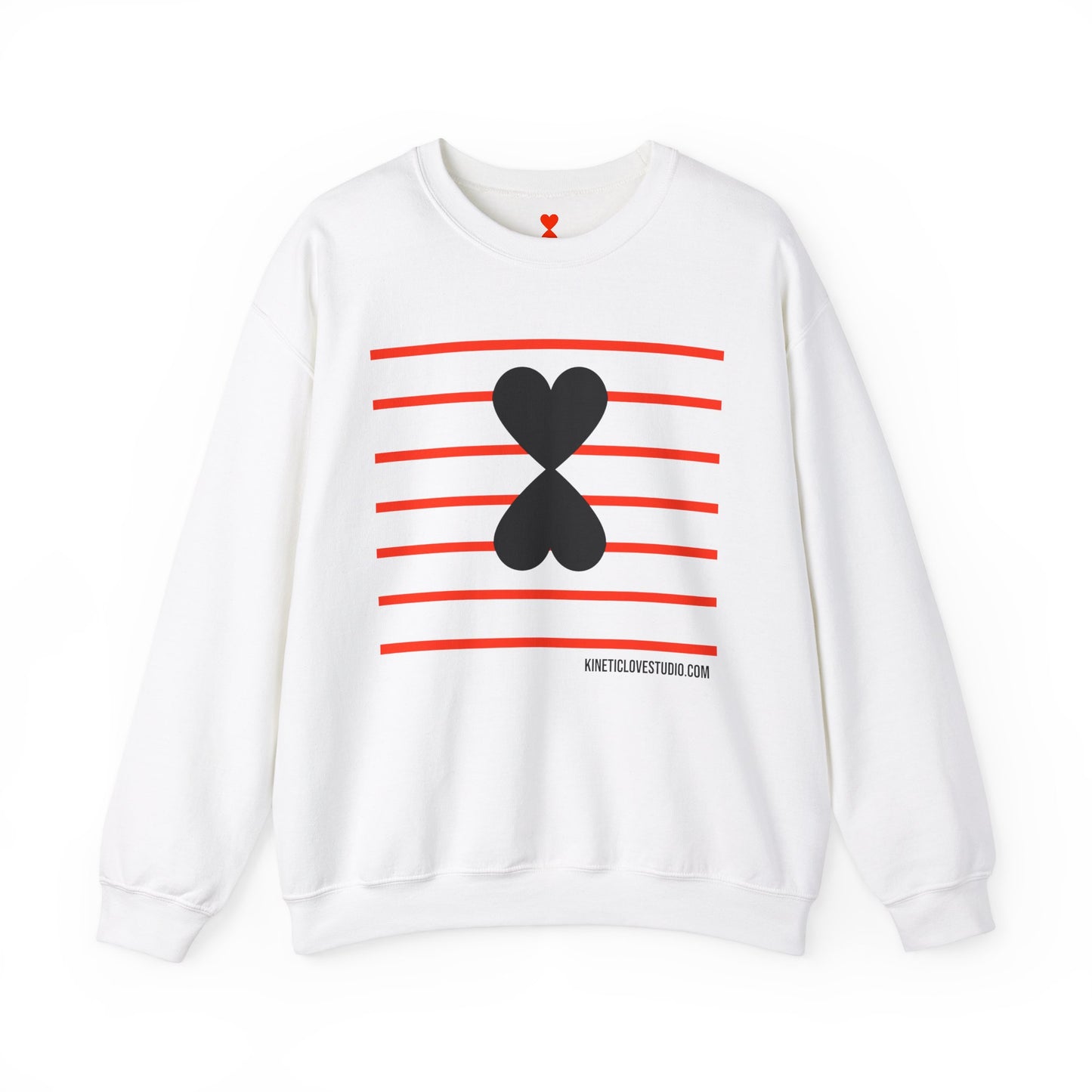 Red Stripes & Hearts Modern Design Unisex Sweatshirt - Signature Collection by Kinetic Love Studio