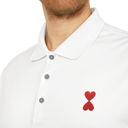 Adidas Unisex Performance Polo Golf Shirt White Red Heart Stylish Design