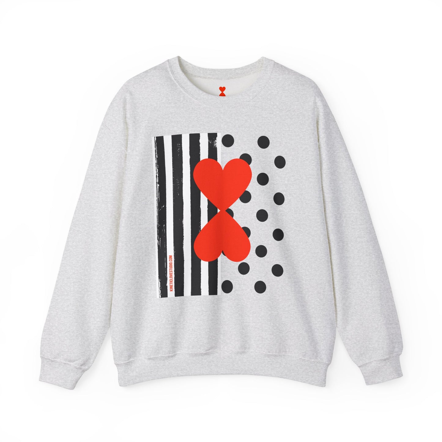 Dots & Stripes Red Heart Modern Design Gray Sweatshirt