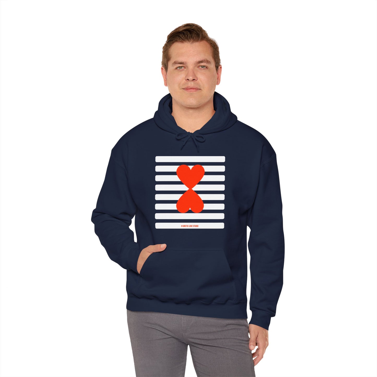 Paris Street Style Couple Hoodie - Stripes & Double Heart Design