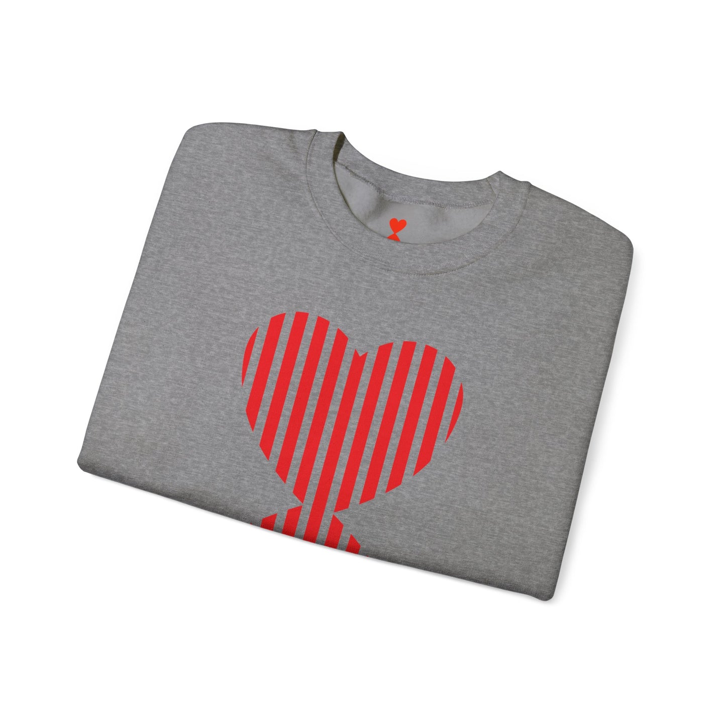 Red Striped Double Hearts Contemporary Design Unisex Sweatshirt - Signature Collection by Kinetic Love Studio